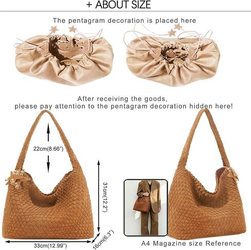 حقيبة يد منسوجة للنساء، حقائب كتف، حقيبة هوبو للشاطئ، حقيبة منسوجة يدويًا تحت الإبط، حقيبة بمقبض علوي مع محفظة in Kuwait