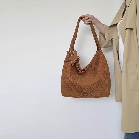 حقيبة يد منسوجة للنساء، حقائب كتف، حقيبة هوبو للشاطئ، حقيبة منسوجة يدويًا تحت الإبط، حقيبة بمقبض علوي مع محفظة in Kuwait