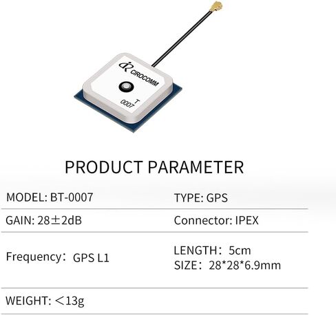 GLONASS GPS هوائي 32dB مكاسب عالية Cirocomm السيراميك التصحيح هوائي نشط داخلي 28 * 28 * 5mm SMA ذكر موصل BA-0010 BT-0010 (BT-0010) in Saudi Arabia