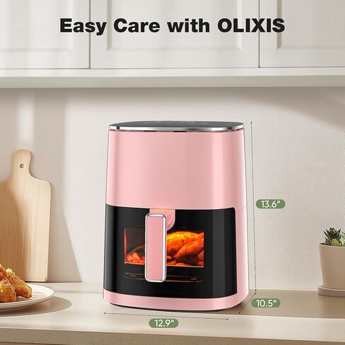 OLIXIS 12-in-1 Air Fryer 6.34 Quarts, Visable Airfryer with Window, 400°F, Roast, Reheat, Dehydrate, Bake, Steam, Fries, Custard, Chicken, Wings, Sea Food, Vegetabels, Fairy Pink in Kuwait