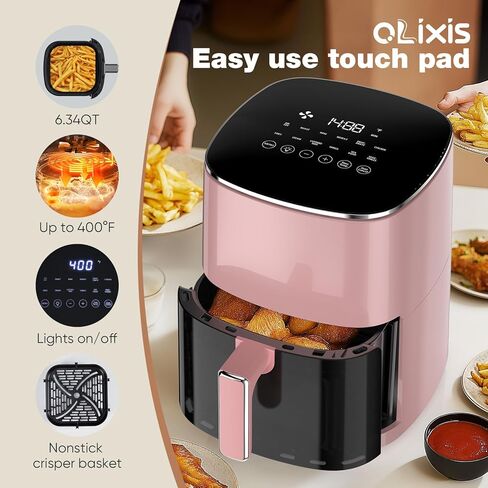 OLIXIS 12-in-1 Air Fryer 6.34 Quarts, Visable Airfryer with Window, 400°F, Roast, Reheat, Dehydrate, Bake, Steam, Fries, Custard, Chicken, Wings, Sea Food, Vegetabels, Fairy Pink in Kuwait