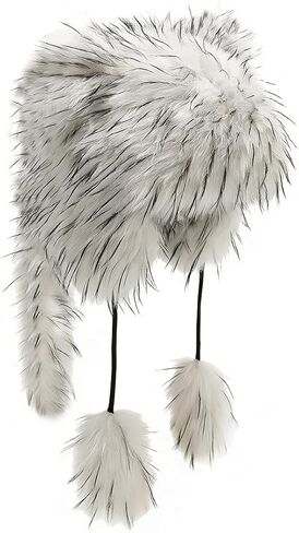 Adult Kid Bear Winter Hat with Earflap Furry Tail Faux Fur Cartoon Animall Hat Ladies Russian Ushanka Winter Warm Cap Cute Pompoms Beanies Cap for Halloween Xmas Birthday in Kuwait