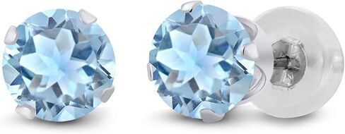 Gem Stone King 14K White Gold Blue Zircon Stud Earrings For Women Men | 1.00 Cttw | Round 4MM in Saudi Arabia