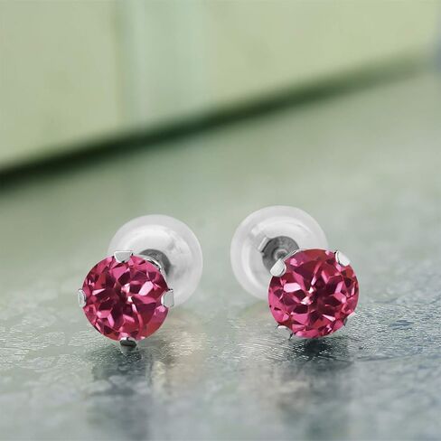 Gem Stone King 14K White Gold Blue Zircon Stud Earrings For Women Men | 1.00 Cttw | Round 4MM in Saudi Arabia
