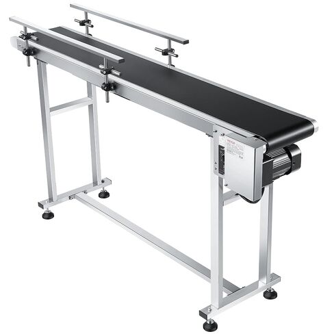 VEVOR Belt Conveyor, 47 x 7.8 inch Conveyor Table, Heavy Duty Stainless Steel Motorized Belt Conveyor for Inkjet Coding Applications Powered PVC Belt Anti-Static Adjustable Speed (Double Guardrail) in Saudi Arabia
