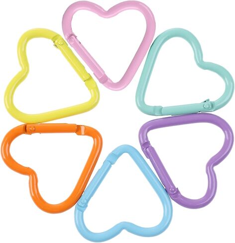 6Pack Multicolor Heart Shaped Carabiners Hook Clips Camping Accessories Buckle,Lightweight Aluminum Caribeaners with Keychain Hook Ring in Kuwait