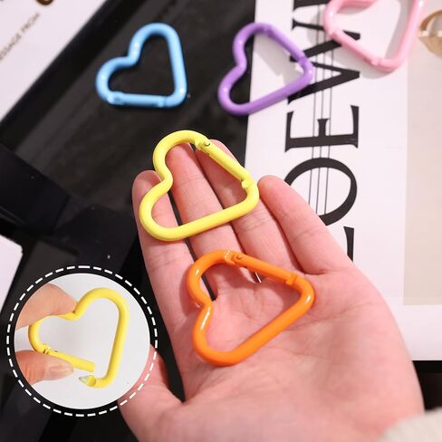 6Pack Multicolor Heart Shaped Carabiners Hook Clips Camping Accessories Buckle,Lightweight Aluminum Caribeaners with Keychain Hook Ring in Kuwait