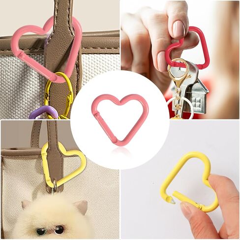 6Pack Multicolor Heart Shaped Carabiners Hook Clips Camping Accessories Buckle,Lightweight Aluminum Caribeaners with Keychain Hook Ring in Kuwait