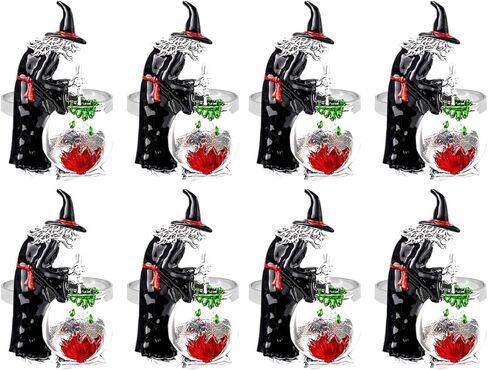 LUOZZY 4pcs Halloween Witch Napkin Ring Black Witch Napkin Holders Metal Napkin Ring for Halloween Dinner Table Party Decor in Saudi Arabia
