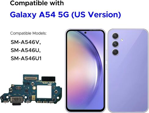 طقم استبدال منفذ الشحن متوافق مع الإصدار الأمريكي Galaxy A54 5G، SM-A546V، SM-A546U، SM-A546U1، موصل USB-C، مع دليل التعليمات، مجموعة أدوات in Saudi Arabia
