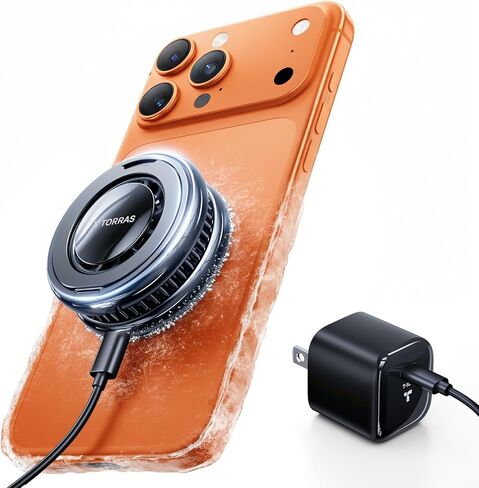 TORRAS PolarCircle Qi2 Mag-Safe Charger, Semiconductor Cooling 15W Wireless Charger for iPhone 16/15/14/13/12, Magnetic Charging Pad with 360°Spin Stand, Phone Cooler for Gaming and Live Streamin in Kuwait