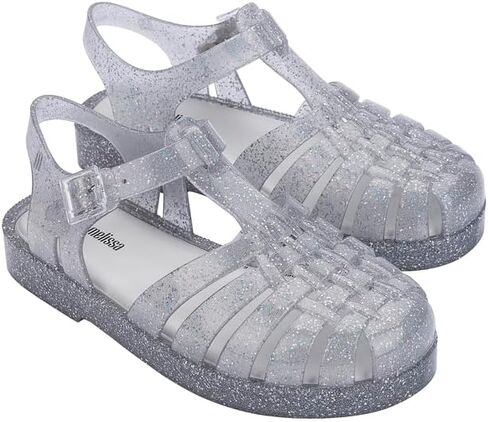 صندل جيلي ميني ميليسا بوسيشن للرضع والأطفال الصغار - حذاء جيلي الأصلي الأيقوني في التسعينيات، صندل الصيادين مع حزام قابل للتعديل وإبزيم جانبي، شفاف، 9 in Kuwait