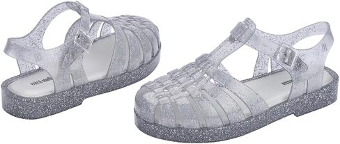 صندل جيلي ميني ميليسا بوسيشن للرضع والأطفال الصغار - حذاء جيلي الأصلي الأيقوني في التسعينيات، صندل الصيادين مع حزام قابل للتعديل وإبزيم جانبي، شفاف، 9 in Kuwait