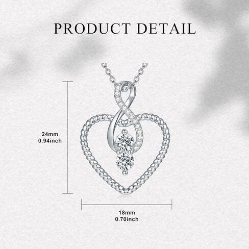قلادة قلب للنساء، قلادة من الفضة الاسترليني عيار 925 على شكل قلب وزهرة وردية مع زركونيا مكعب على شكل قلب أحمر للأم والزوجة والصديقة ومجوهرات عيد الحب in Kuwait