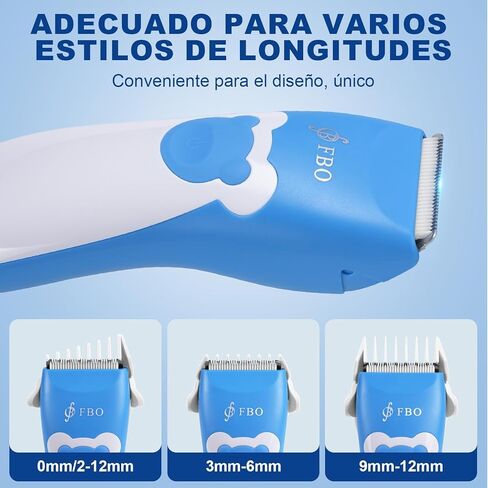FBO Baby Hair Clippers,Pro Electric Hair Trimmer,Quiet Cordless Lithium-ion Battery Rechargeable Waterproof Baby Haircut Kit in Kuwait