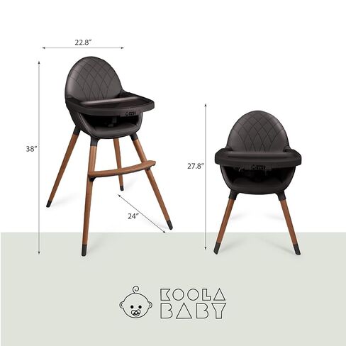 Convertible High Chair for Babies, Toddlers, Kids & Children - Wooden Highchair with Adjustable Height & Dishwasher Safe Tray - Wood Feeding & Dining Chair - Converts to Booster Seat - KoolaBaby in Kuwait