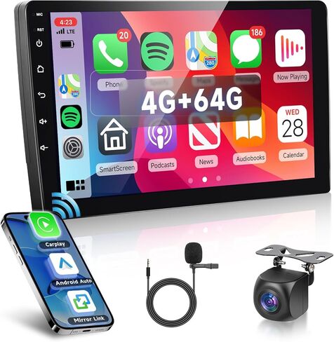 Hodozzy 4+64GB Android Double Din Car Stereo with Wireless Carplay & Android Auto, 7 Inch Touch Screen Car Radio GPS Navigation WiFi Bluetooth FM/RDS Radio EQ/USB/SWC+AHD Backup Camera in Saudi Arabia