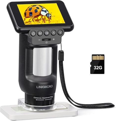 LM013 Portable Handheld Microscope for Kids Adults, 2.8" Pocket Digital Microscope with Screen, Science Microscope Kit for Kids Boys Girls 8-12, 8 LED, USB Output, Microscope Slides in Kuwait