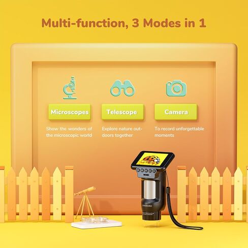 LM013 Portable Handheld Microscope for Kids Adults, 2.8" Pocket Digital Microscope with Screen, Science Microscope Kit for Kids Boys Girls 8-12, 8 LED, USB Output, Microscope Slides in Kuwait