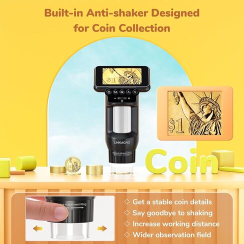 LM013 Portable Handheld Microscope for Kids Adults, 2.8" Pocket Digital Microscope with Screen, Science Microscope Kit for Kids Boys Girls 8-12, 8 LED, USB Output, Microscope Slides in Kuwait