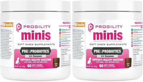 Nootie Progility Mini Pre & Probiotic Supplement, Digestive Aid Supplement for Dogs, 60 Soft Chews per Container in Kuwait