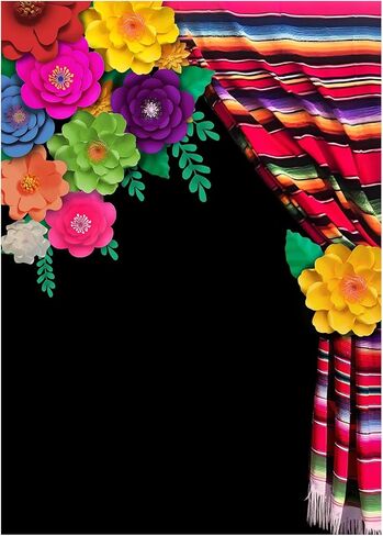 Peryiter 8 x 5FT Fiesta Theme Photography Backdrop Cinco De Mayo Party Decorations Flowers Wood Grain Mexican Theme Backdrop Fiesta Photo Props for Background Decoration Baby Shower Party Supplies in Kuwait
