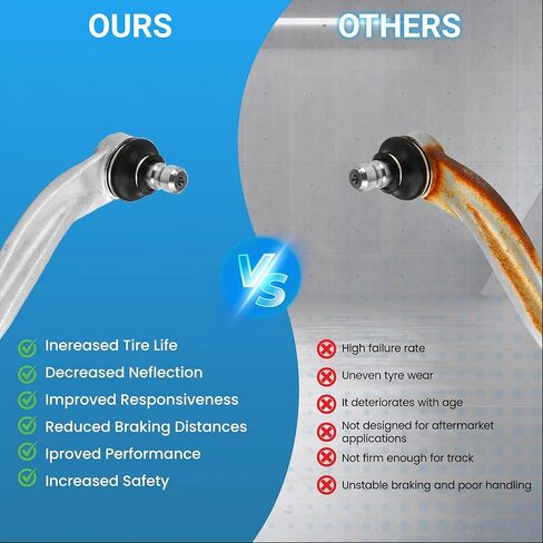 Suspension Front Control Arm Kit Compatible With 2004-2011 Audi A6 Saloon Avant Allroad Estate Front Upper & Lower Control Arm, Sway Bar Link Front, Front inner & Outer Tie Rod Ends in Kuwait