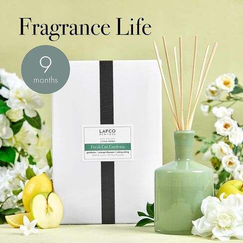 موزع روائح القصب المميز من LAFCO New York، Feu de Bois - 15 أونصة - عمر عطر يصل إلى 9 أشهر - وعاء زجاجي منفوخ يدويًا قابل لإعادة الاستخدام - قصب من الخشب الطبيعي - صنع في الولايات المتحدة الأمريكية in Kuwait