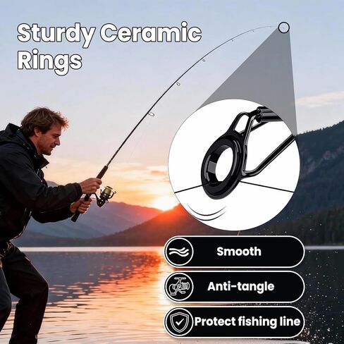 FishTrip قضيب تلميح طقم تصليح الصيد رود نصائح استبدال عدة الفولاذ المقاوم للصدأ السيراميك أدلة حلقة قصبة صيد خشبية الثقوب طقم تصليح 20/90/70 قطعة in Kuwait