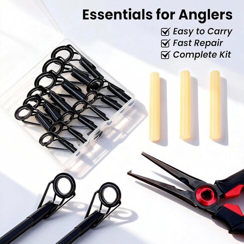 FishTrip قضيب تلميح طقم تصليح الصيد رود نصائح استبدال عدة الفولاذ المقاوم للصدأ السيراميك أدلة حلقة قصبة صيد خشبية الثقوب طقم تصليح 20/90/70 قطعة in Kuwait