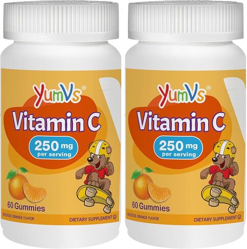 YUM-V's Vitamin C Chewable Jellies (Gummies) for Kids, Orange Flavor; Daily Dietary Supplement for Children, Kosher/Halal, Gluten-Free (60 Count) in Saudi Arabia