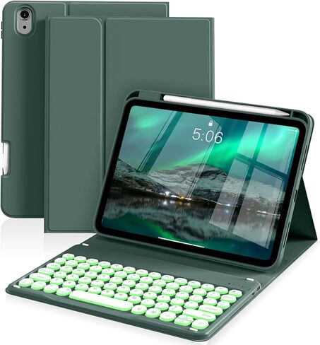 حافظة لجهاز iPad الجيل العاشر مع لوحة مفاتيح مقاس 10.9 بوصة 2022، غطاء لوحة مفاتيح رفيع وخفيف لاسلكي قابل للفصل مع حامل أقلام لجهاز iPad الجيل العاشر الجديد، النوم/الاستيقاظ التلقائي (رمادي) in Kuwait