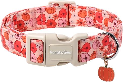 Lionet Paws Orange Dog Collar Fall، أطواق أوراق حمراء مع إبزيم سريع التحرير للكلاب والبنات، متوسط، رقبة 13.5-22 بوصة in Kuwait
