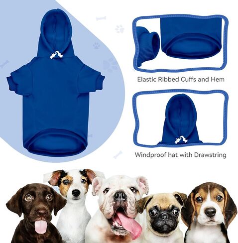 Dog Hoodie Dog Sweaters for Large Dogs Dog Sweater Soft Solid Brushed Fleece Dog Clothes Dog Hoodie Sweatshirt with Pocket(Black-L) in Kuwait