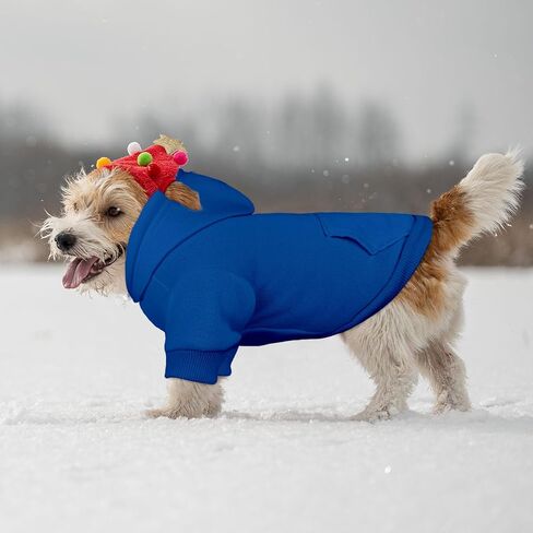 Dog Hoodie Dog Sweaters for Large Dogs Dog Sweater Soft Solid Brushed Fleece Dog Clothes Dog Hoodie Sweatshirt with Pocket(Black-L) in Kuwait