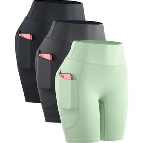 NELEUS Women's 3 Pack Biker Shorts High Waist Running Yoga Shorts with Pockets in Kuwait