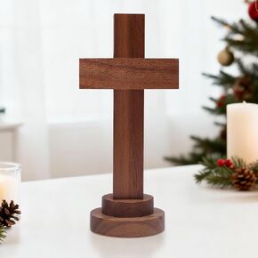 Attivolife Wood Cross Statue with Stand - Spiritual Christian Jesus Cross, Ideal Religious Gift for Catholic Easter and Christmas, Wall Table Church Decoration for Home Room (5.5 Inch) in Kuwait