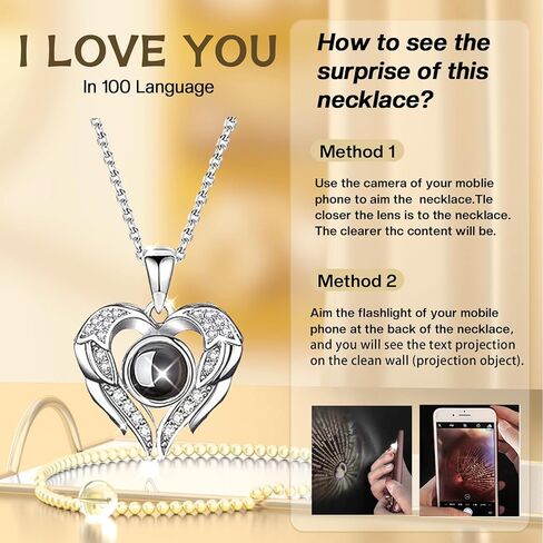 Preserved Red Real Rose Box with I Love You in 100 Languages Necklace,Gifts for Girlfriend/Women/Mom/Wife/Best Friend on Valentine's Day/Birthday/Christmas in Kuwait