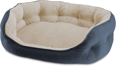 Arlee Cozy Oval Round Cuddler Pet Dog Bed - Memory Foam - Chew Resistant - Assembled USA, Medium/Large, Blue in Saudi Arabia