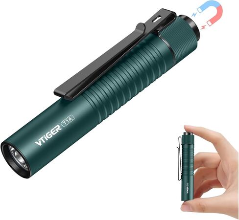 VTIGER T1A مصباح يدوي صغير للجيب EDC مع مشبك، 1300 لومن مدمج AA قابل لإعادة الشحن، مصابيح LED صغيرة، مفتاح ذيل فائق السطوع، ضوء فلاش صغير مع مغناطيس للتخييم والمشي لمسافات طويلة وفي الهواء الطلق والطوارئ in Saudi Arabia