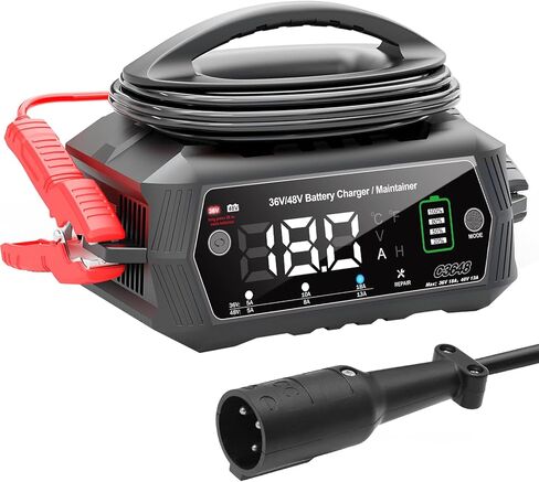 Battery Charger, 48V-13Amp and 36V-18Amp Golf Cart Charger, Smart Car Battery Charger with LCD Display, Lithium,Lifepo4 Lead-Acid AGM/Gel/SLA Trickle Charger for EZGO RXV & TXT,3-Pin (Triangle) in Kuwait