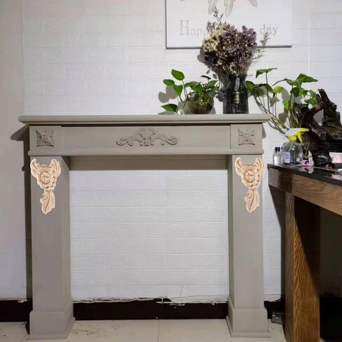 BSYMDH 4 قطع من الخشب المنحوت المزخرف بالخشب المزخرف بالأثاث المنحوت DIY المزخرف بالمركز غير المصبوغ لديكور الأثاث وباب الموقد وخزانة الملابس، 03 in Kuwait