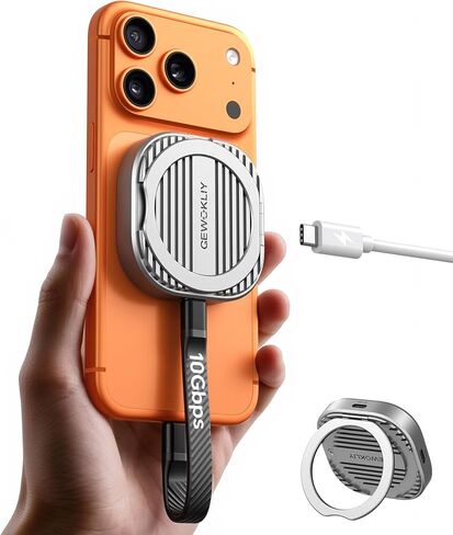 Magnetic M.2 2230 NVMe SSD Enclosure with Kickstand, Potable External NVMe Enclosure Compatible iPhone 16/15 Pro Max ProRes, 100W PD Charging 10Gbps USB C 2TB M & B+M Key in Kuwait