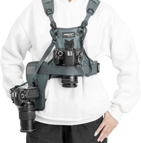 Fomito Multi Camera Carrying Chest Harness System Vest with Side Holster for Canon 6D 600D 5D2 5D3 Nikon D800 D600 D300 D7000 D90 Sony A7S A7R A7S2 Panasonic Olympus DSLR in Kuwait