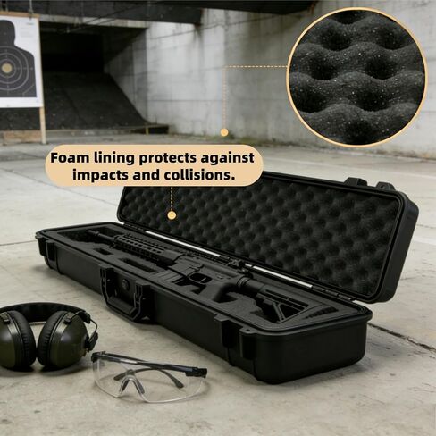 Hard Rifle Case 42.9" with Wheels, IP67 Waterproof & Crushproof Gun Case, TSA Approved Lockable Storage for Rifles, 3 Layer Pick and Pluck Foam + FREE Extra Cubed Foam Insert in Saudi Arabia