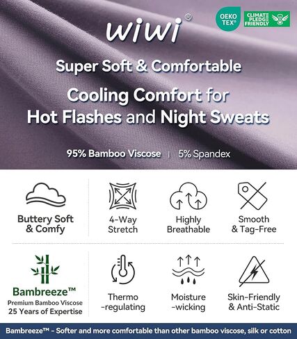 WiWi Women Viscose from Bamboo Long Nightgowns 3/4 Sleeves Nightshirts Round Neck Full Length Sleep Shirts with Pocket S-XXL in Kuwait