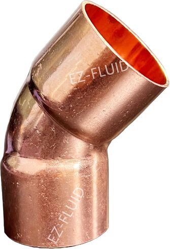 EZ-FLUID Plumbing 1/2" C X C Copper 45 Degree Elbow,LF Short Turn Pressure Copper Fittings with Sweat Solder Connection for Residential,Commercial. (10 Pack) in Saudi Arabia