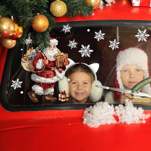 AnyDesign Christmas Window Stickers Winter Snowman Snowflakes Window Clings Xmas Reusable PVC Decal for Glass Mirror Decor, 6 Sheet in Kuwait