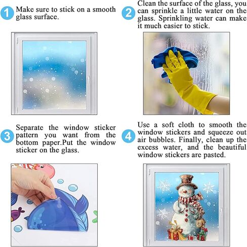 AnyDesign Christmas Window Stickers Winter Snowman Snowflakes Window Clings Xmas Reusable PVC Decal for Glass Mirror Decor, 6 Sheet in Kuwait