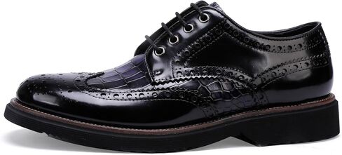 Loafers for Men,Leather Crocodile Pattern Oxfords Lace Up Business Formal Brogue Dress Shoes in Saudi Arabia